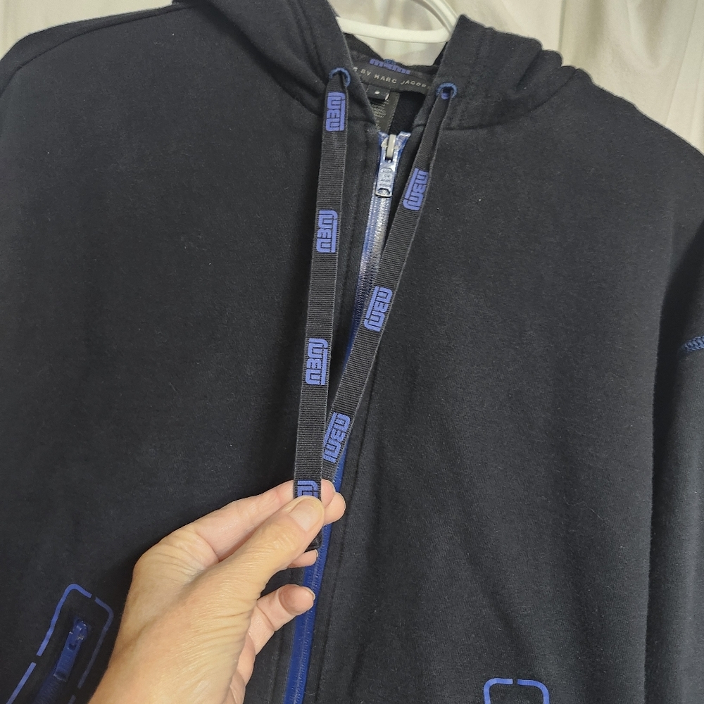 Marc By Marc Jacobs Black Hoodie with Blue Details